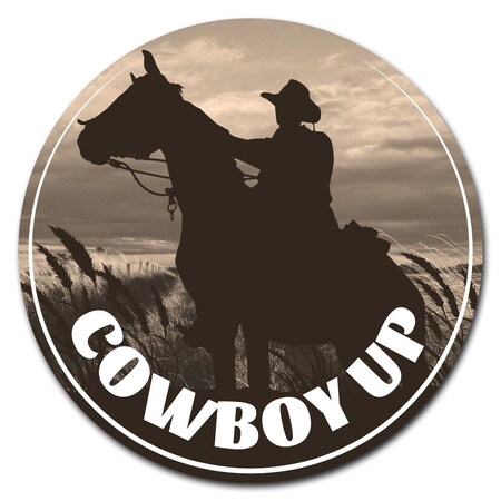 Signmission Cowboy Up Circle Vinyl Laminated Decal D-12-CIR-Cowboy Up
